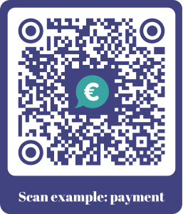 QR code met Tikkie logo. Door de QR code te scannen kan je een betaalverzoek voldoen.