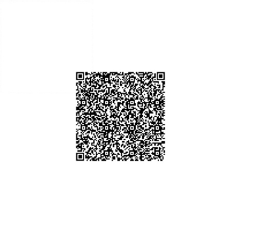 Een QR-code die klein is afgebeeld maar erg veel data bevat. Er zijn daardoor heel veel blokjes dicht op elkaar.